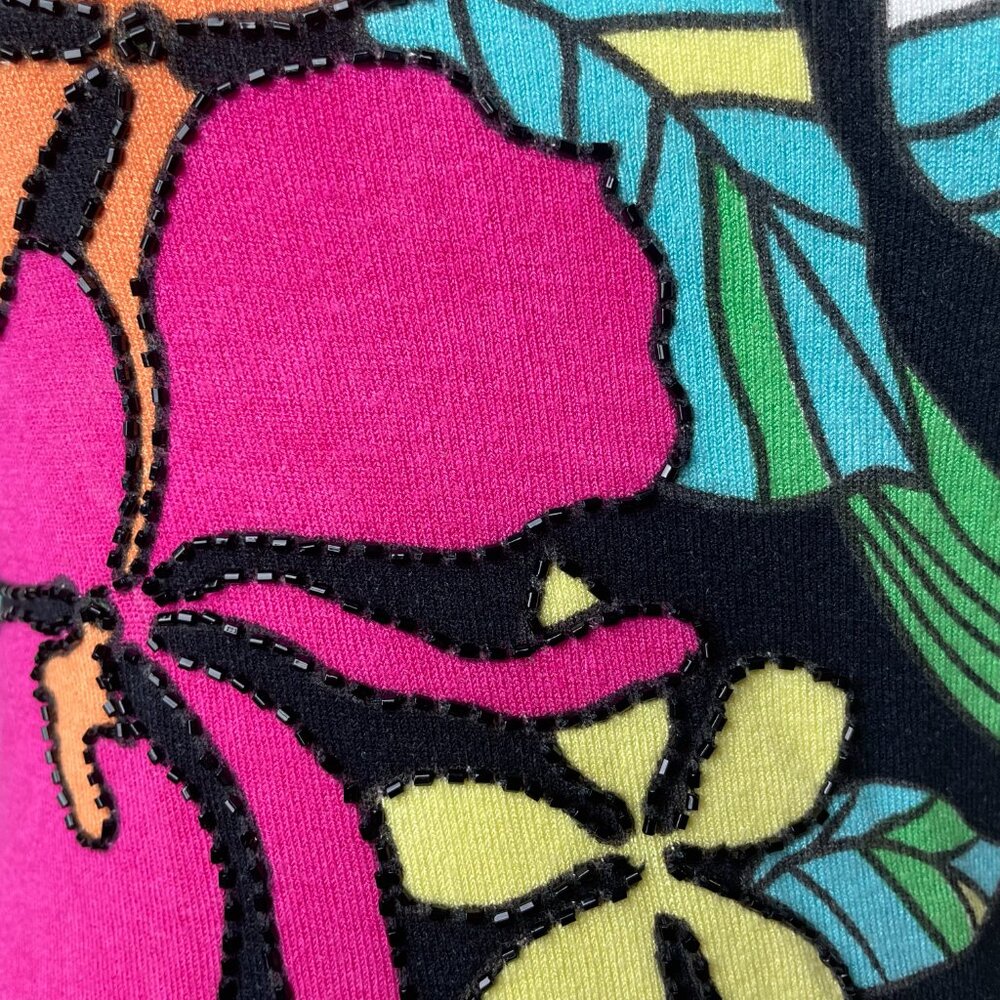 Cache | Beaded Multicolor Top Flower Print | Rare Find | Size Small - Picture 4 of 12